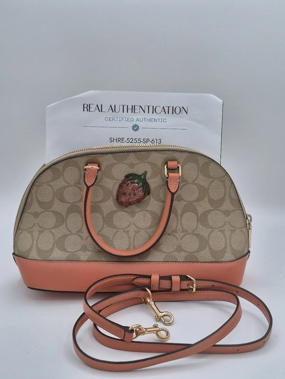 Coach Mini Sierra Satchel In Signature Canvas With 3D Stawberry - Picture 1 of 11